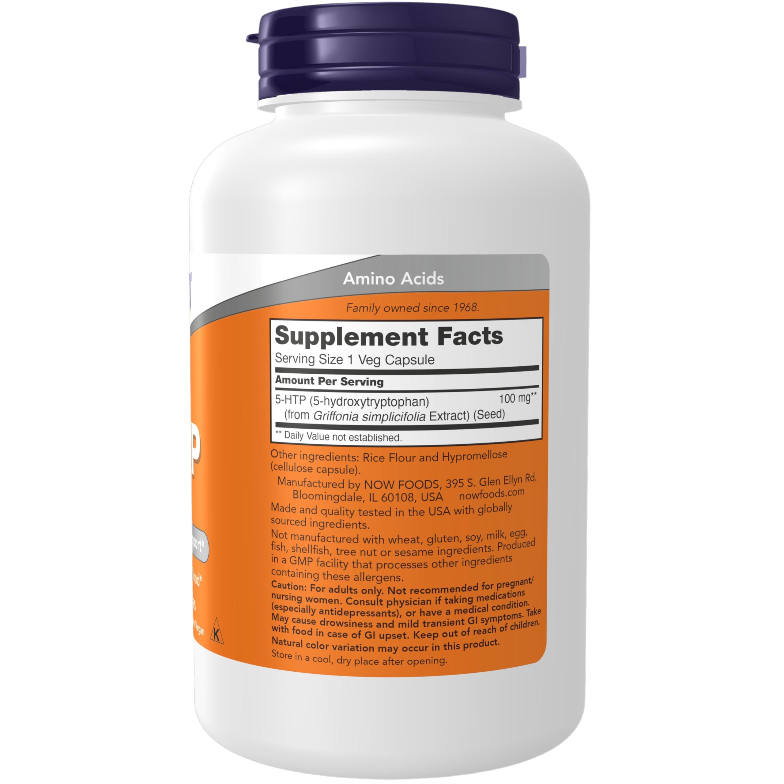 NOW Foods primer plano de cápsula vegetal mostrando textura y pureza del producto