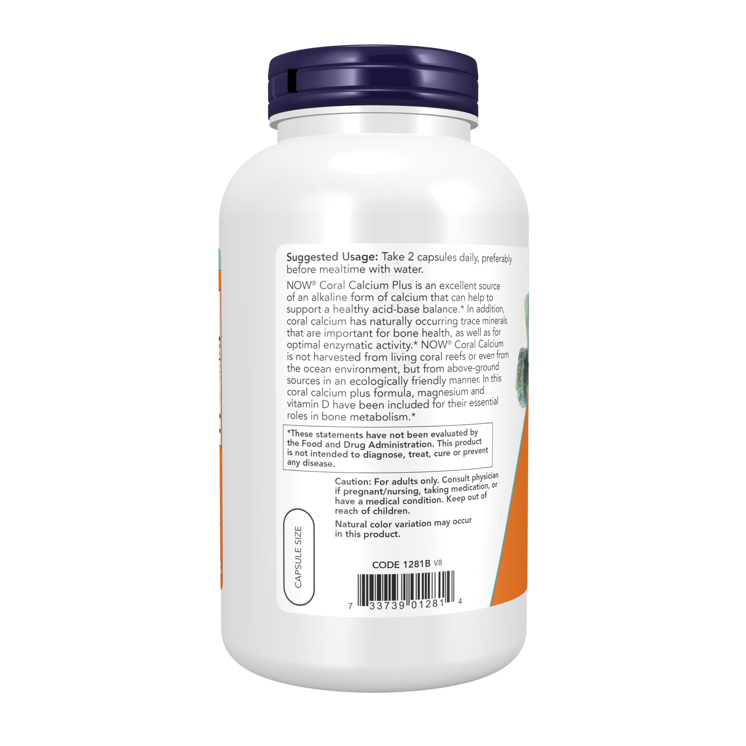 NOW Foods detalle del polvo mineral de coral y apariencia natural