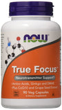 Now Foods bote frontal con etiquetas claras y beneficios de enfoque