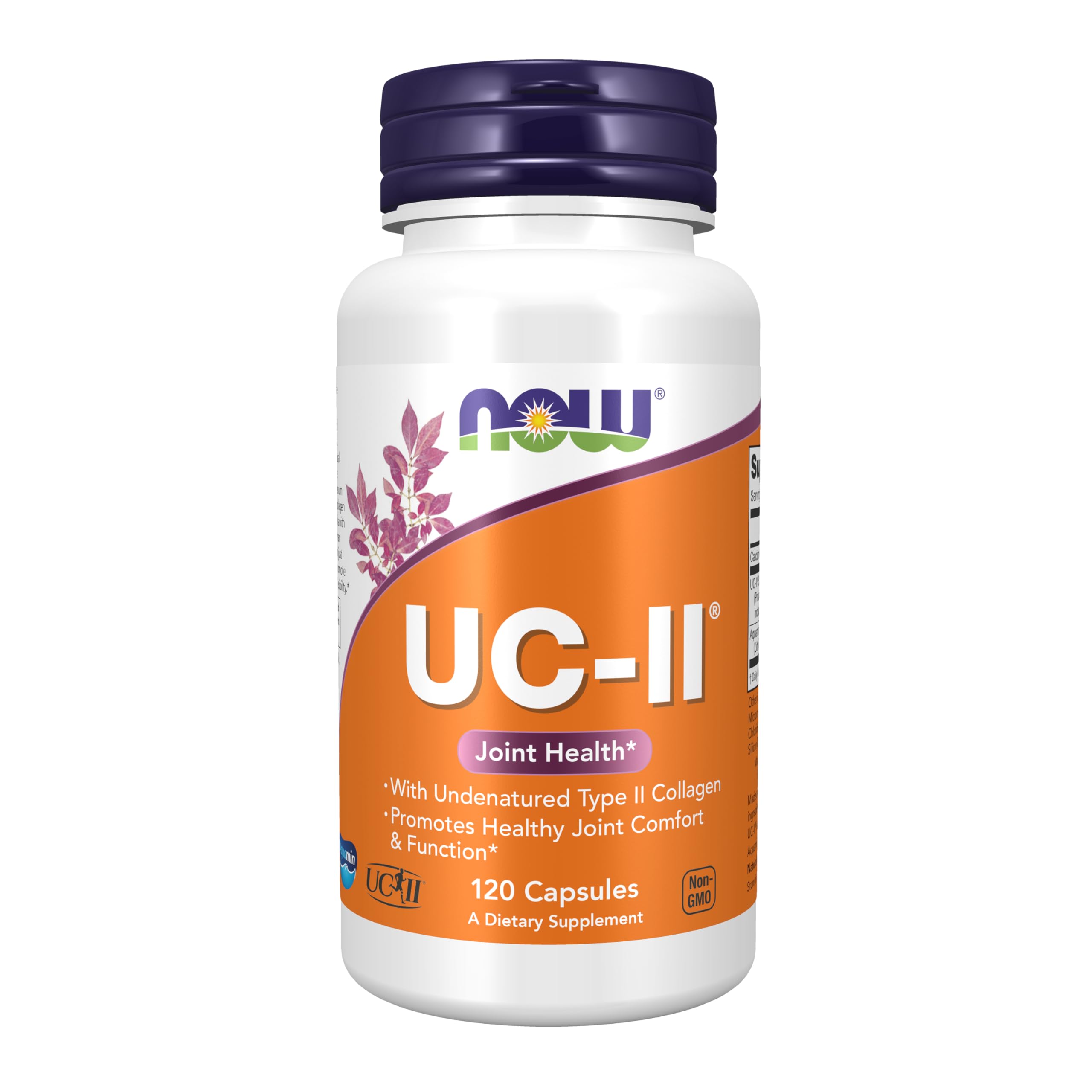 NOW Foods frasco UC-II frente mostrando etiqueta y beneficios claros