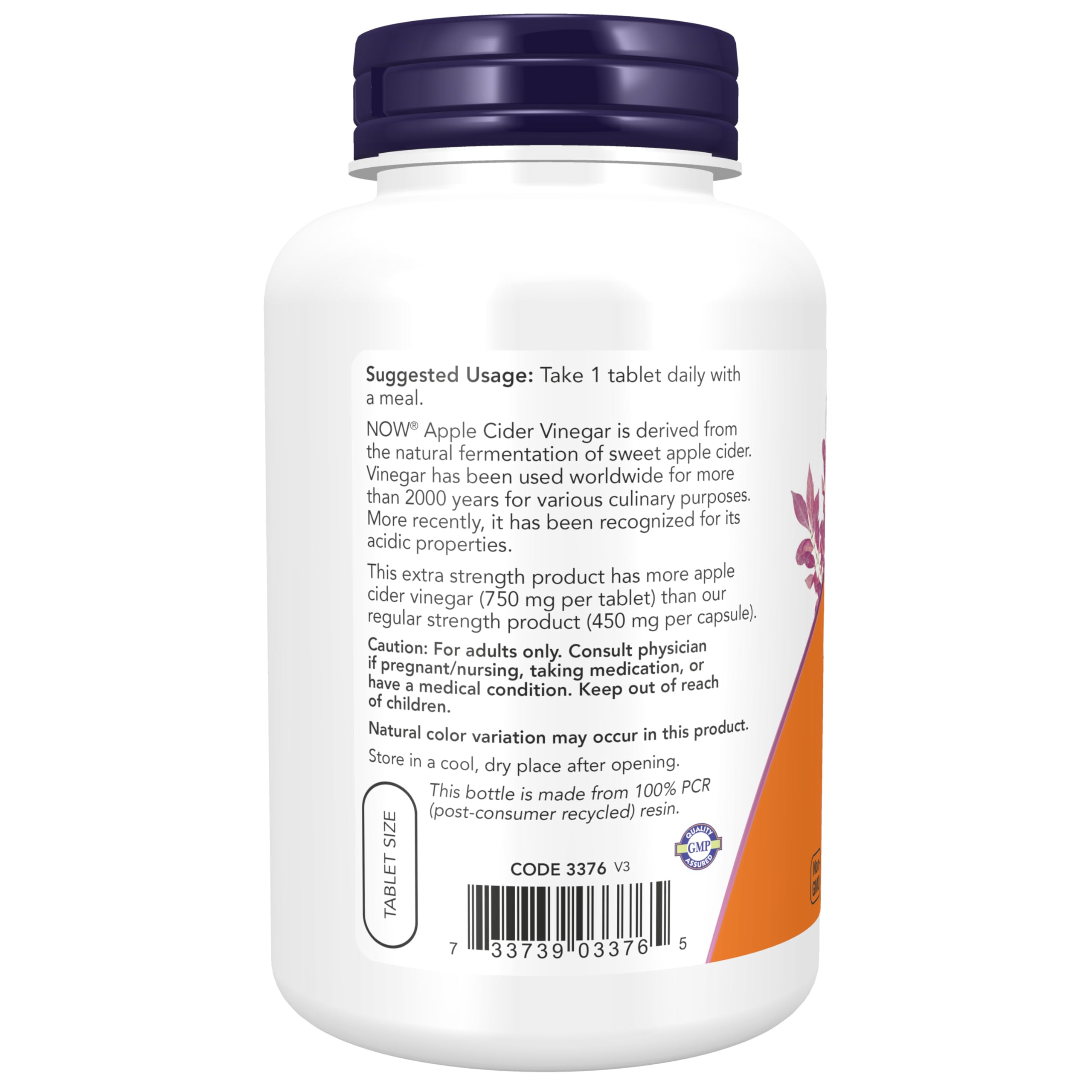 NOW Foods etiqueta del producto con información de fuerza extra y certificación GMP