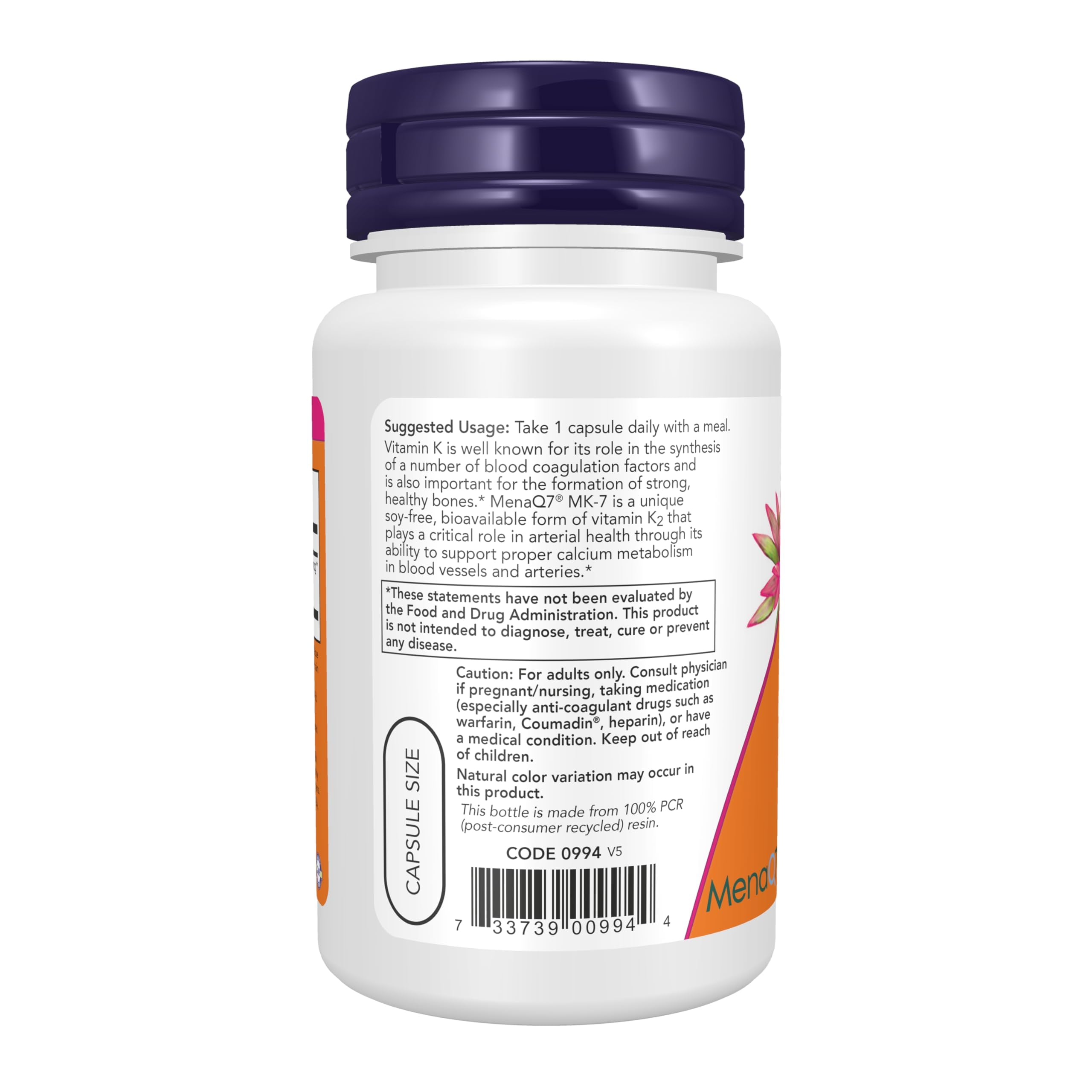 NOW Foods etiqueta con información de ingredientes y beneficio de biodisponibilidad