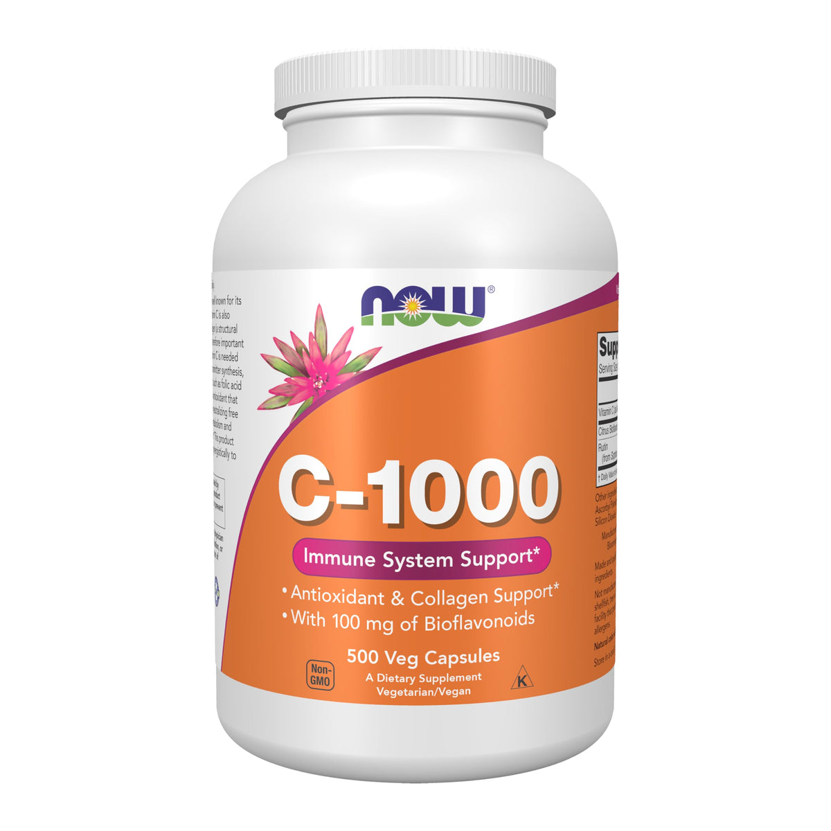 NOW Foods envase frontal de Vitamina C-1000 mostrando tamaño y marca