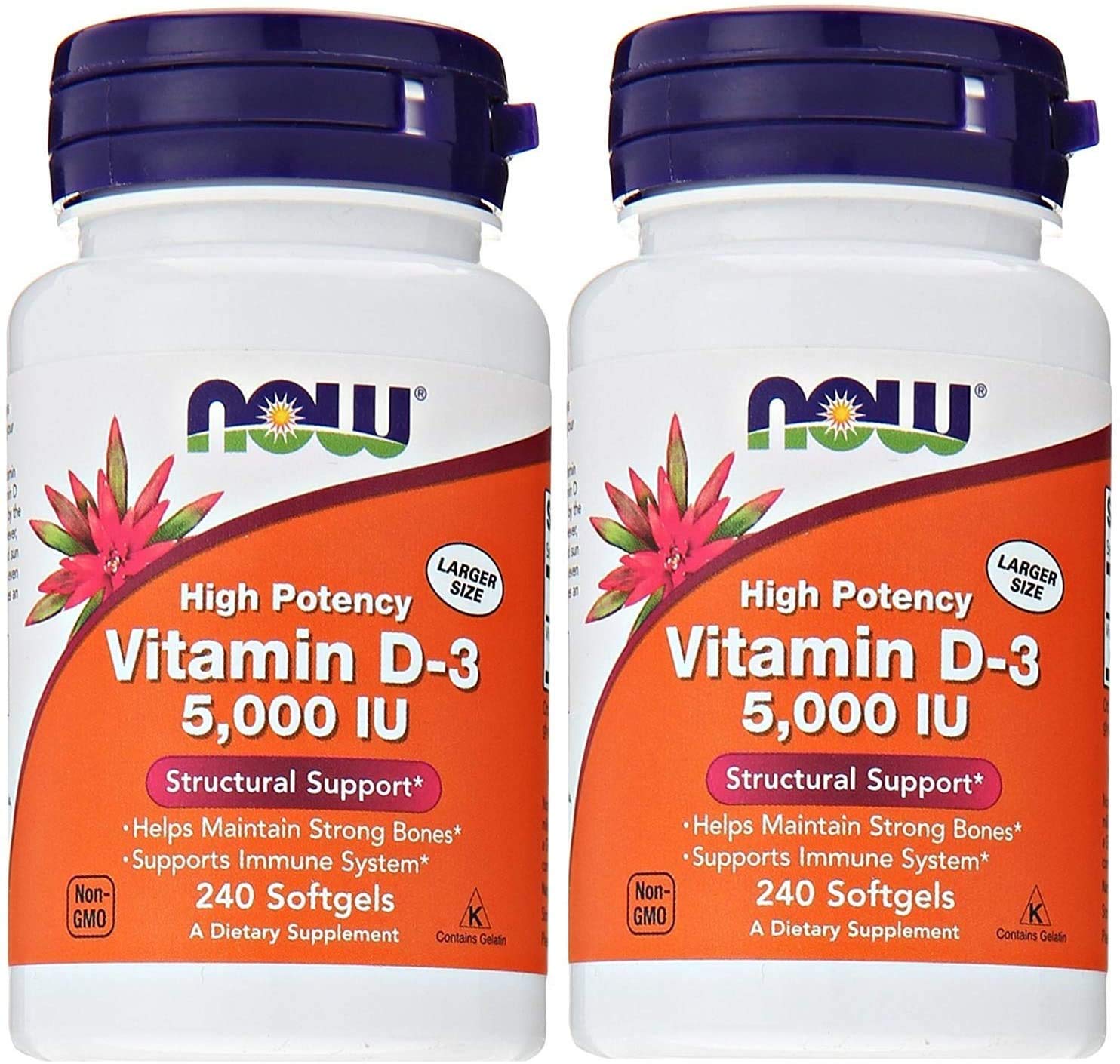 NOW Foods frontal del frasco con pack doble y visión clara del envase y cantidad
