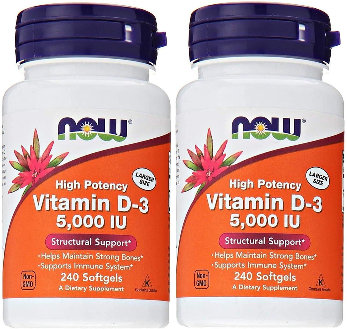 NOW Foods frontal del frasco con pack doble y visión clara del envase y cantidad