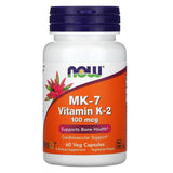 NOW Foods frasco frontal del pack doble de vitamina K2, presenta dosis clara