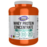now foods envase frontal del Whey Protein Concentrate mostrando cantidad y marca