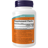 NOW Foods primer plano de una tableta de zinc mostrando textura y pureza