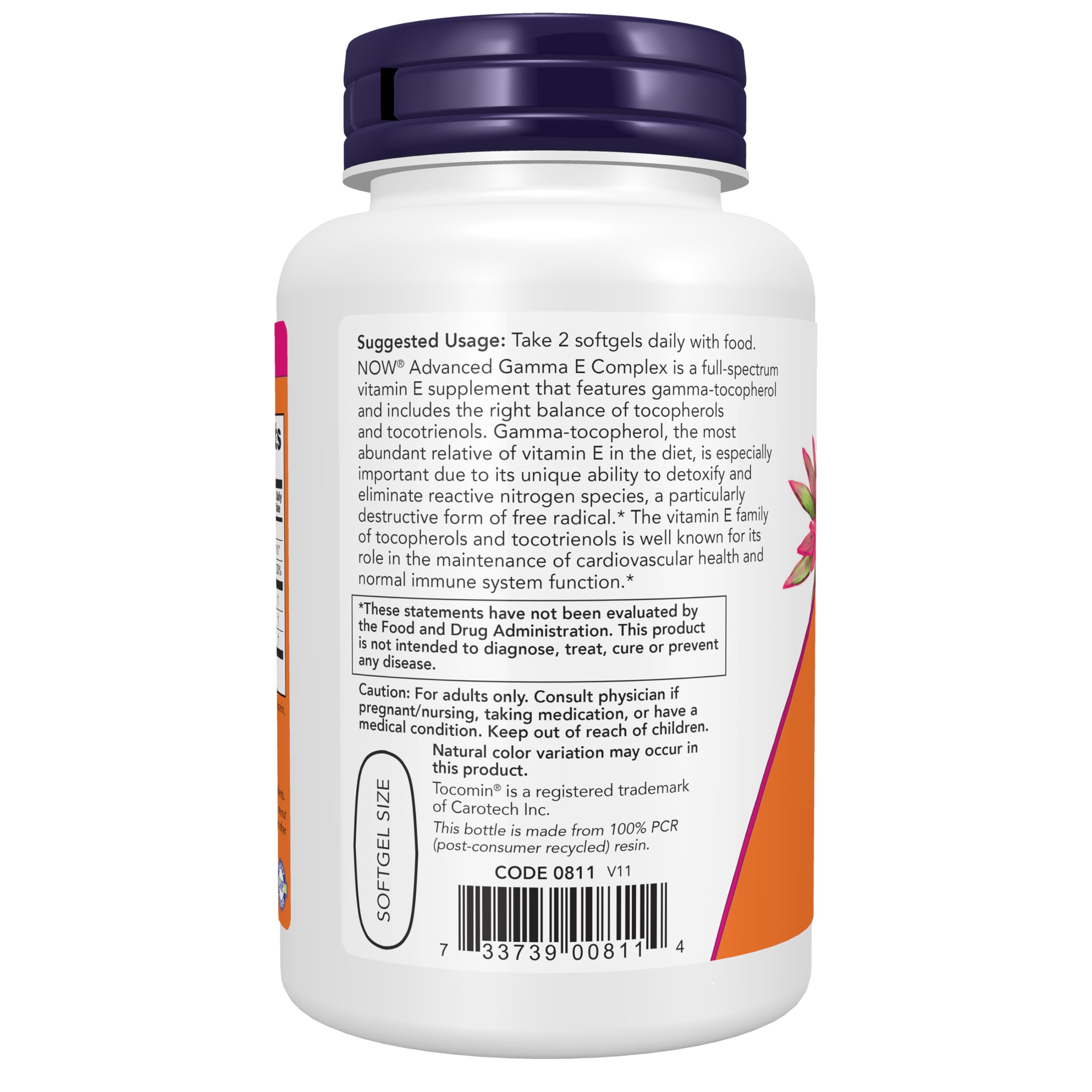 NOW Foods contenido de softgels sobre fondo claro, muestra consistencia y pureza