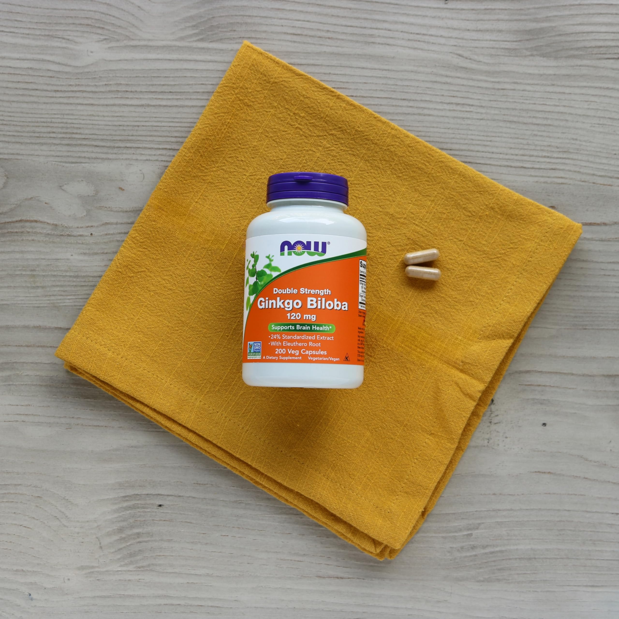 NOW Ginkgo sello Non‑GMO y certificaciones para mayor confianza de calidad