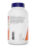 NOW Foods cápsulas sobre una palma indicando la dosis sugerida y conveniencia