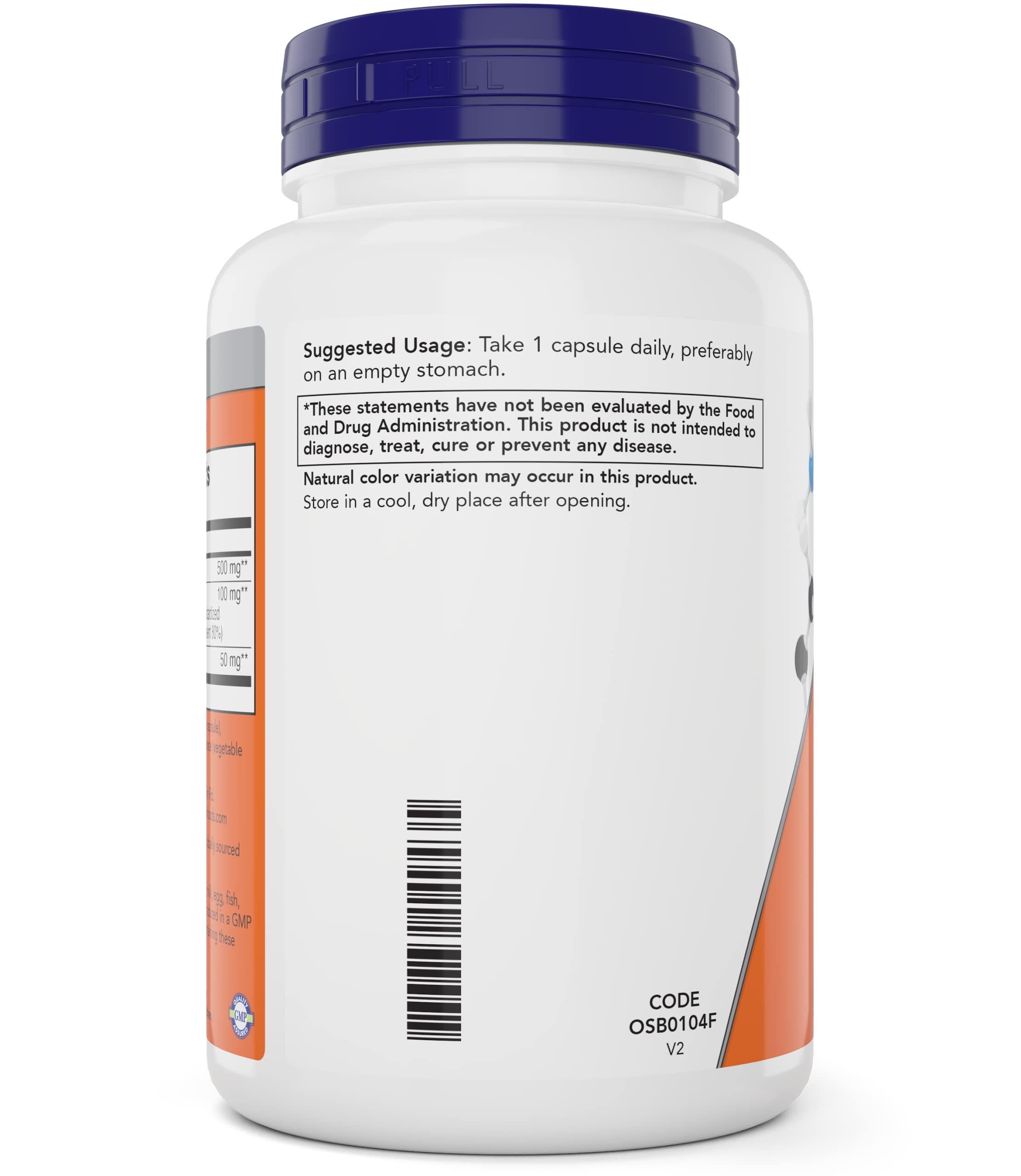 NOW Glutathione cápsula en primer plano, textura visible y formato vegano