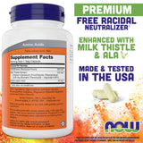 NOW Glutathione etiqueta primer plano con información de ingredientes y beneficios