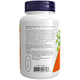 NOW Horny Goat Weed tableta en mano para comparar tamaño y facilidad de ingestión