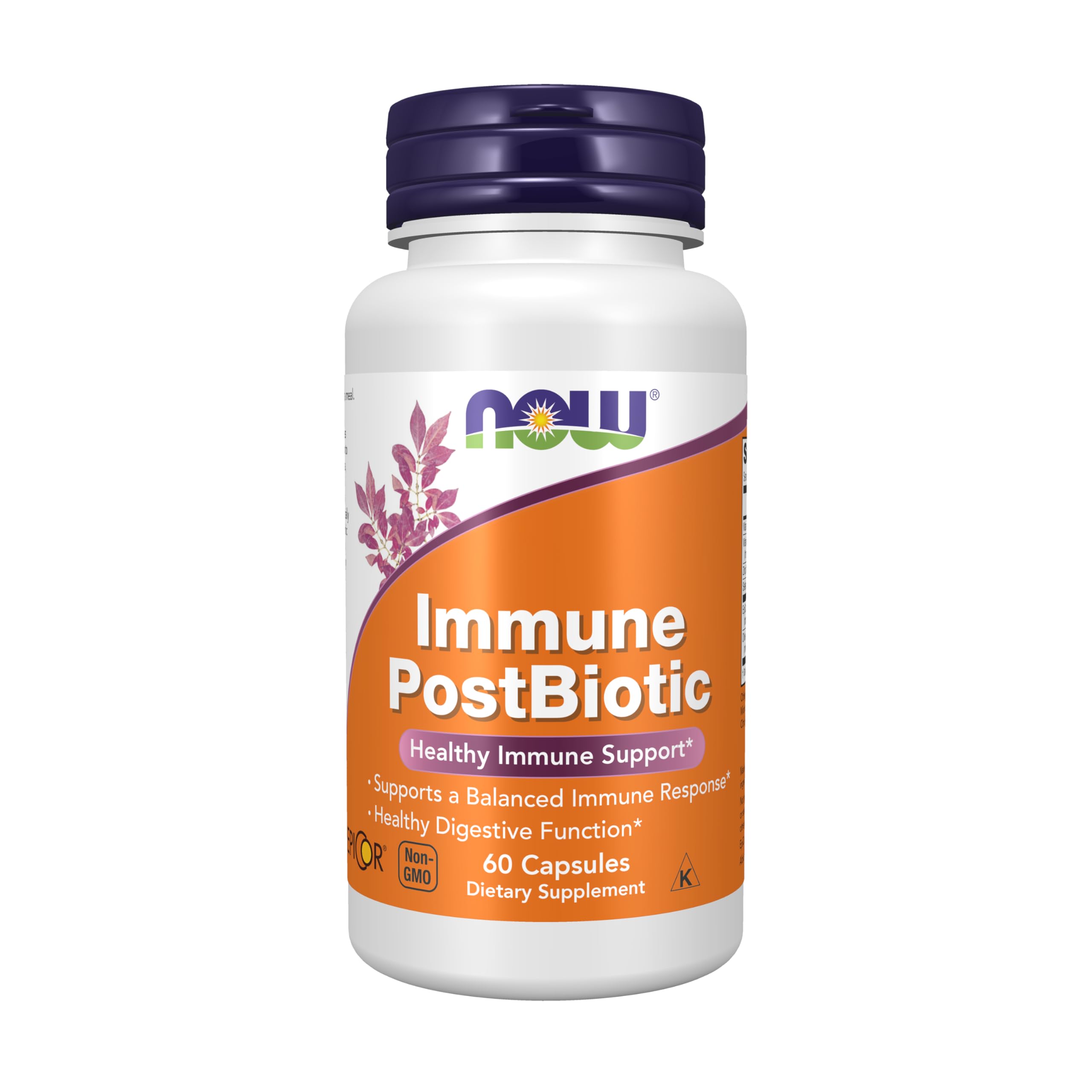 NOW Immune PostBiotic frente del envase mostrando el nombre y beneficios