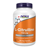 NOW Foods botella frontal del suplemento L-Citrulline 750 mg mostrando cantidad y formato