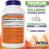 NOW L-Lysine cápsulas textura en primer plano, beneficio: cápsulas vegetarianas claras