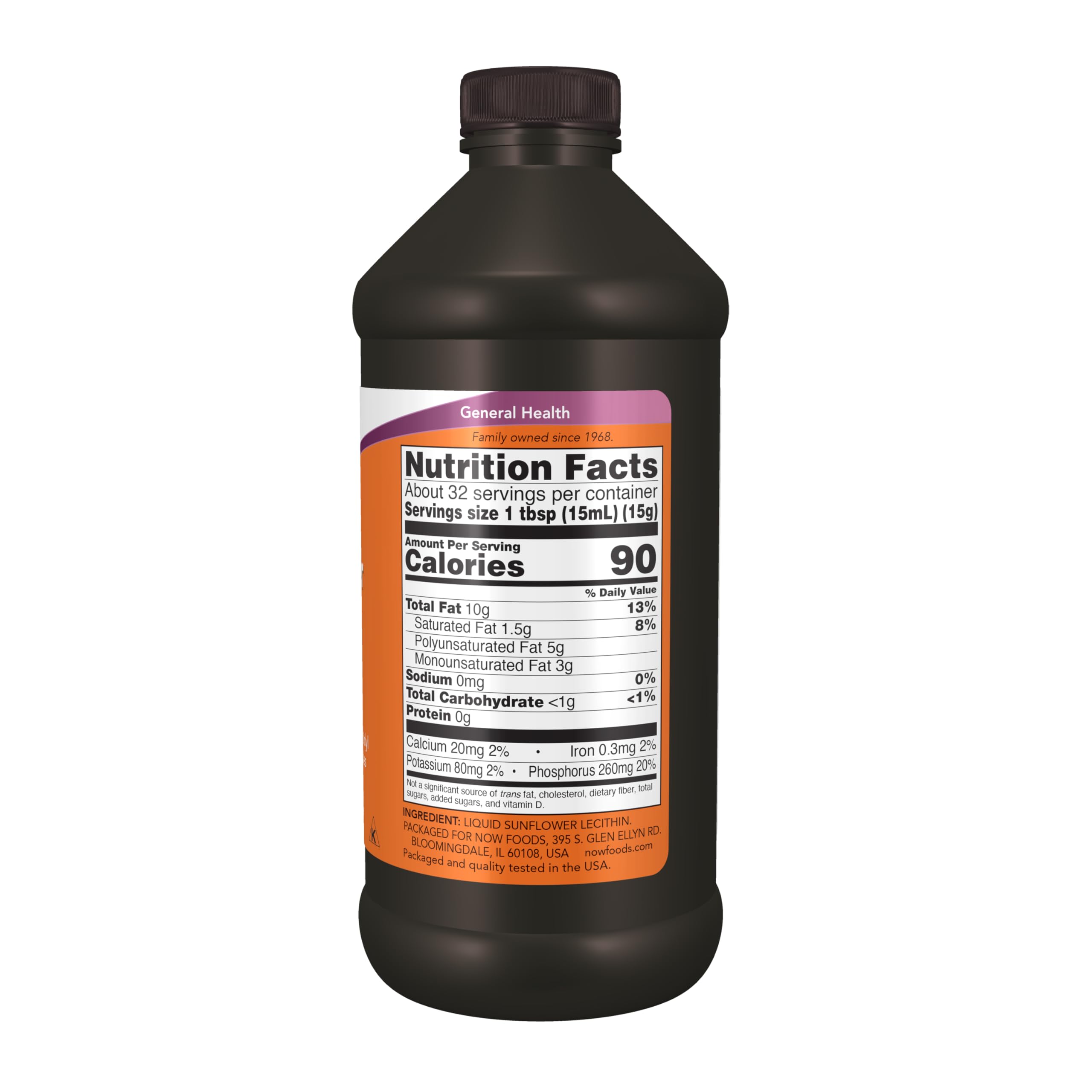 Detalle de textura líquida de NOW Sunflower Lecithin, muestra fluidez y fácil mezcla