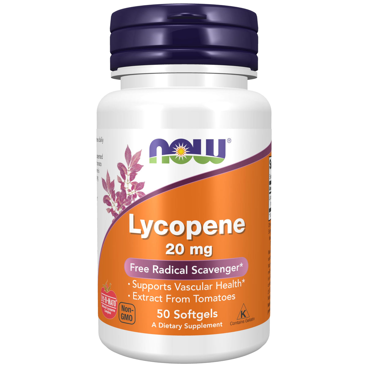 NOW Lycopene envase frontal mostrando 50 softgels y descripción clara