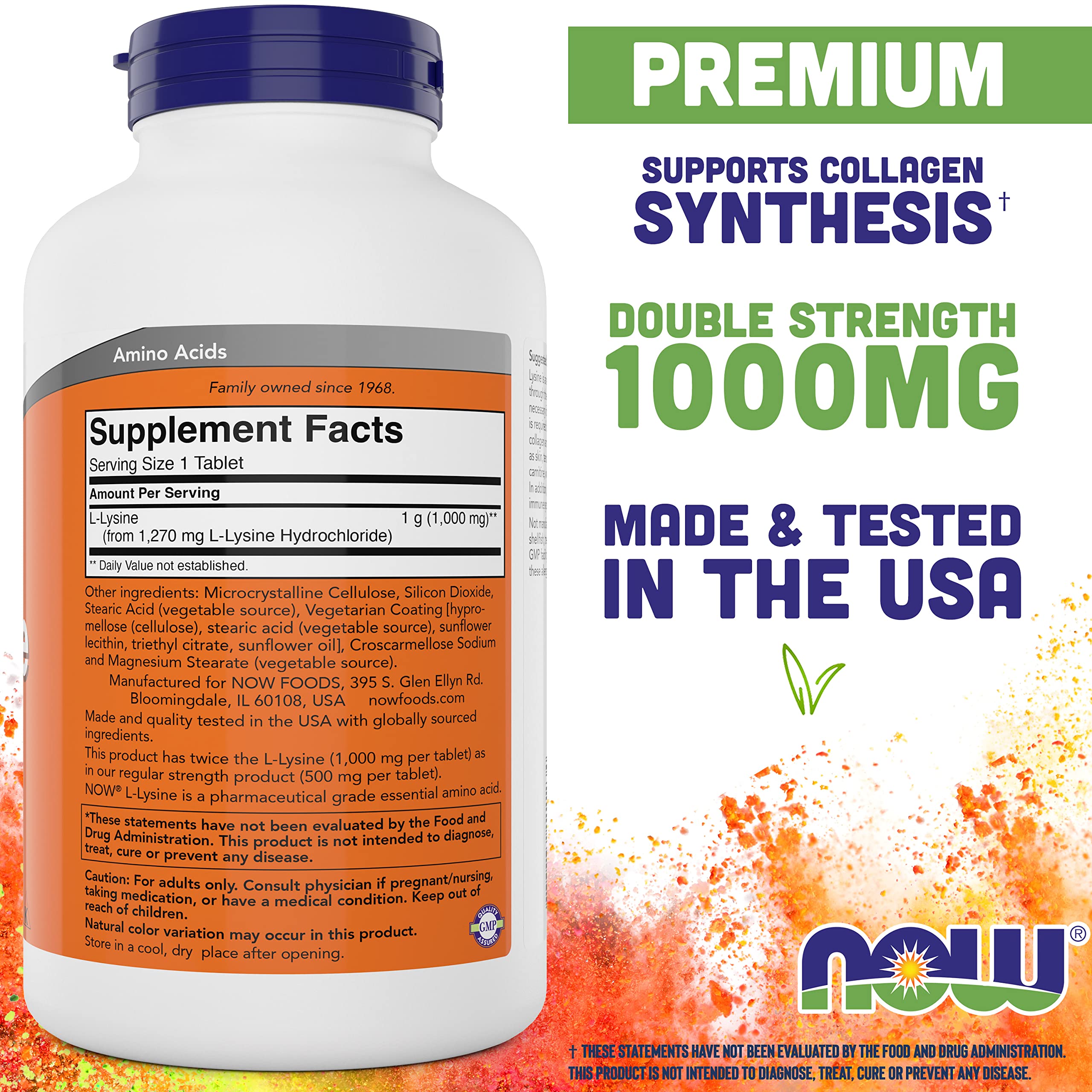 Now Foods primer plano de una tableta mostrando textura y forma
