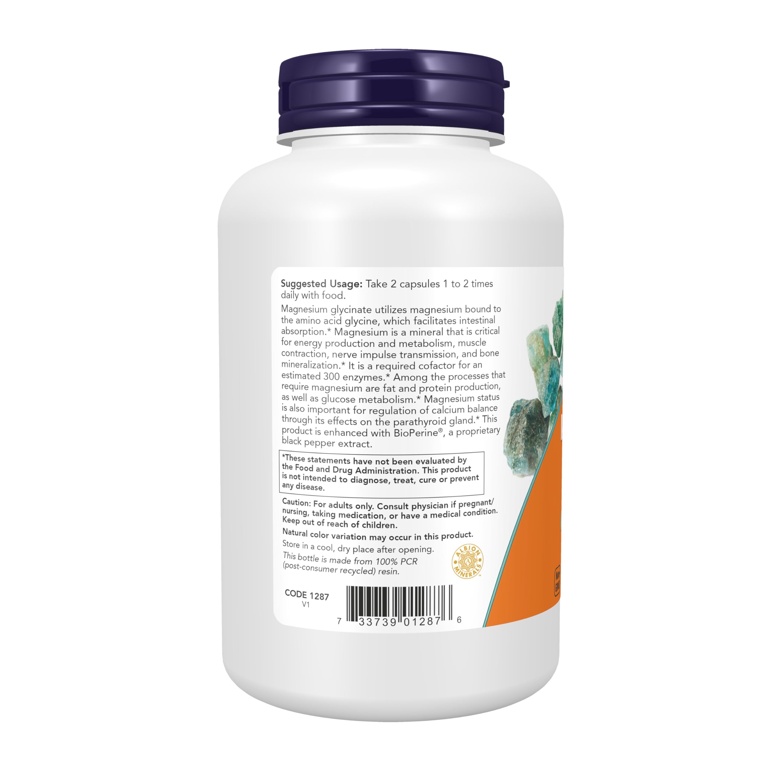 NOW Foods etiqueta con información nutricional y calidad GMP visible