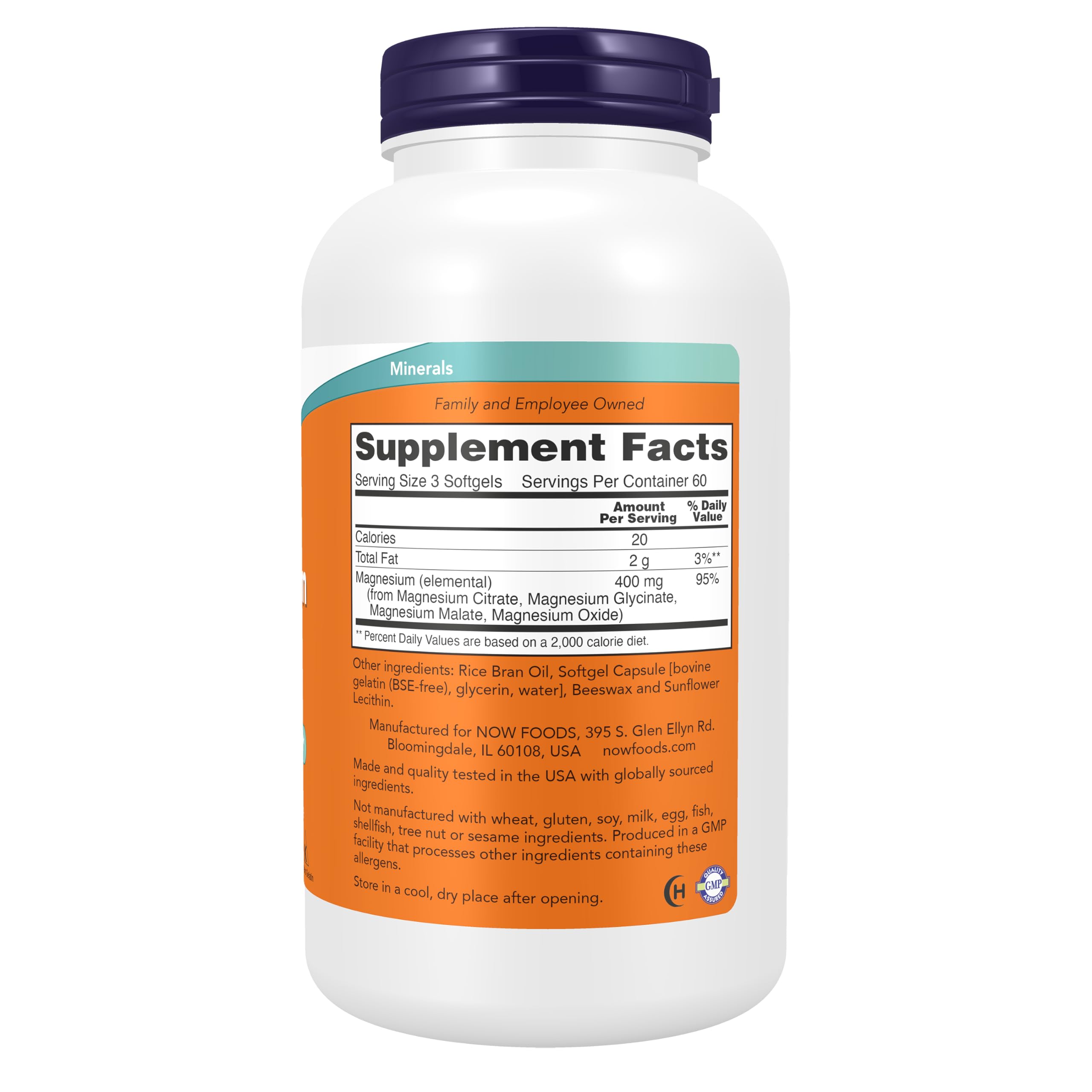 Detalle de un softgel NOW Magnesium Citrate para ver textura y facilidad de ingestión
