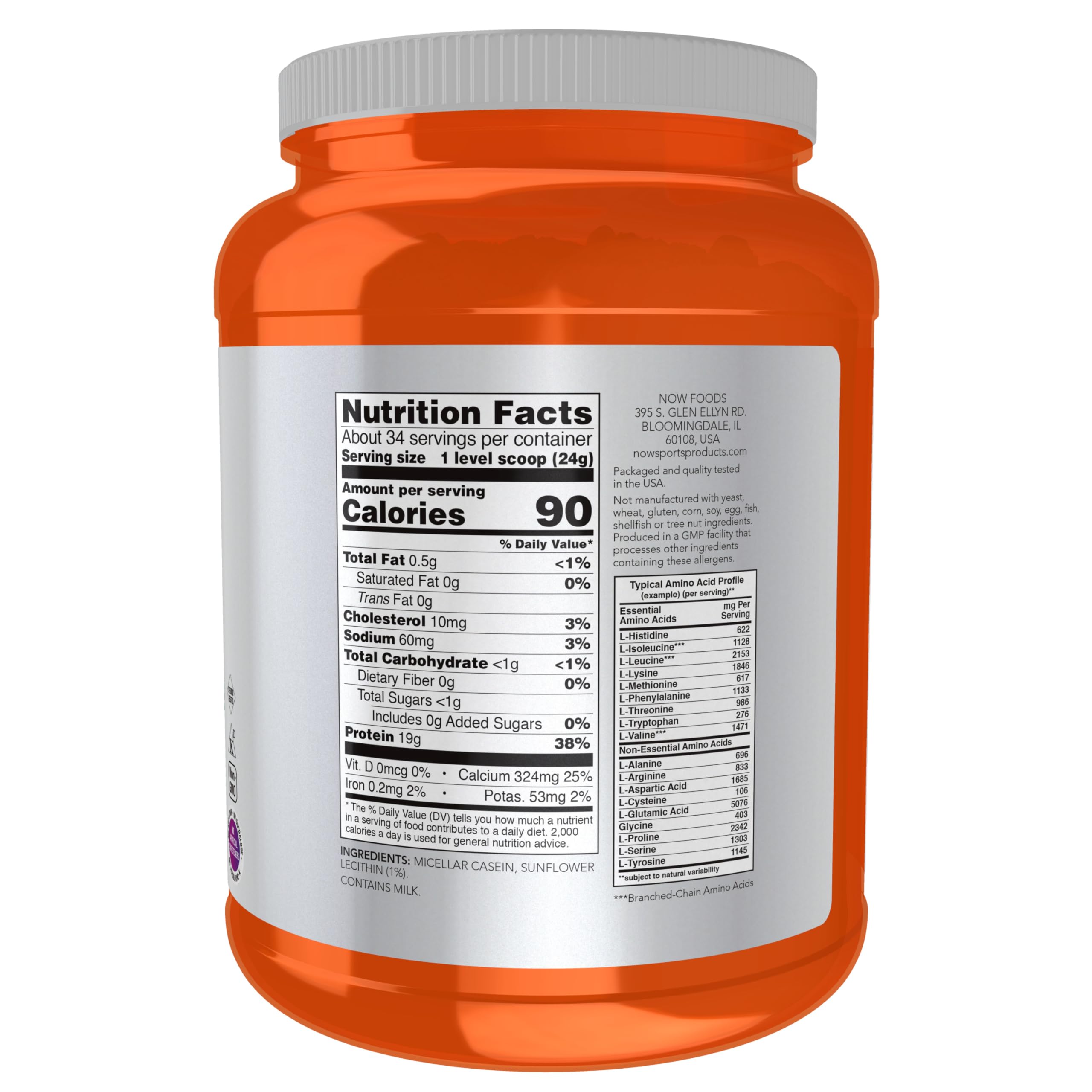 NOW Foods polvo de caseína micelar textura fina, fácil mezcla y solubilidad