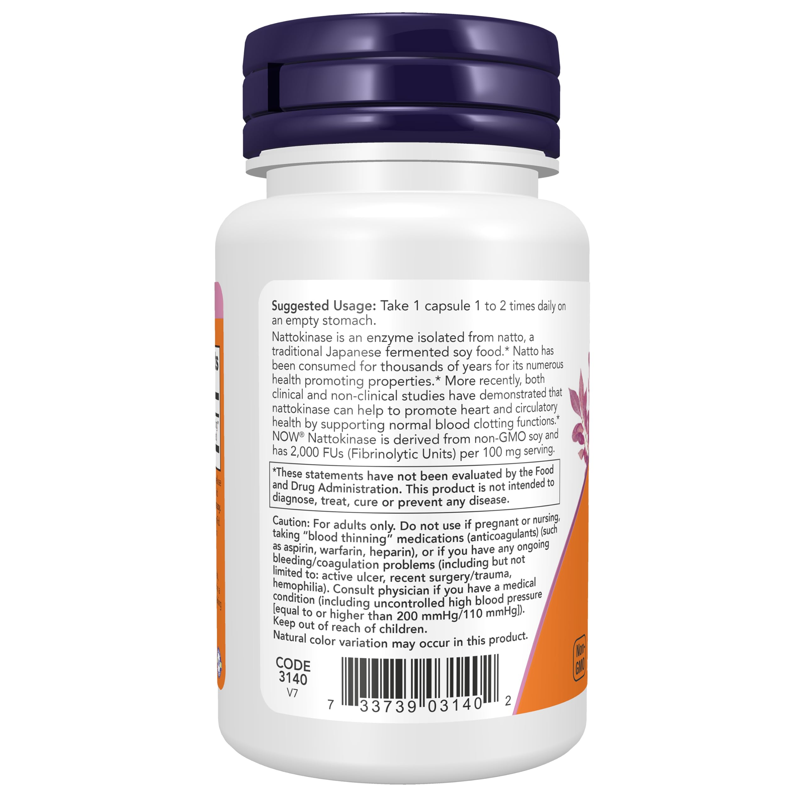 NOW Nattokinase textura del polvo cerca revelando pureza del ingrediente