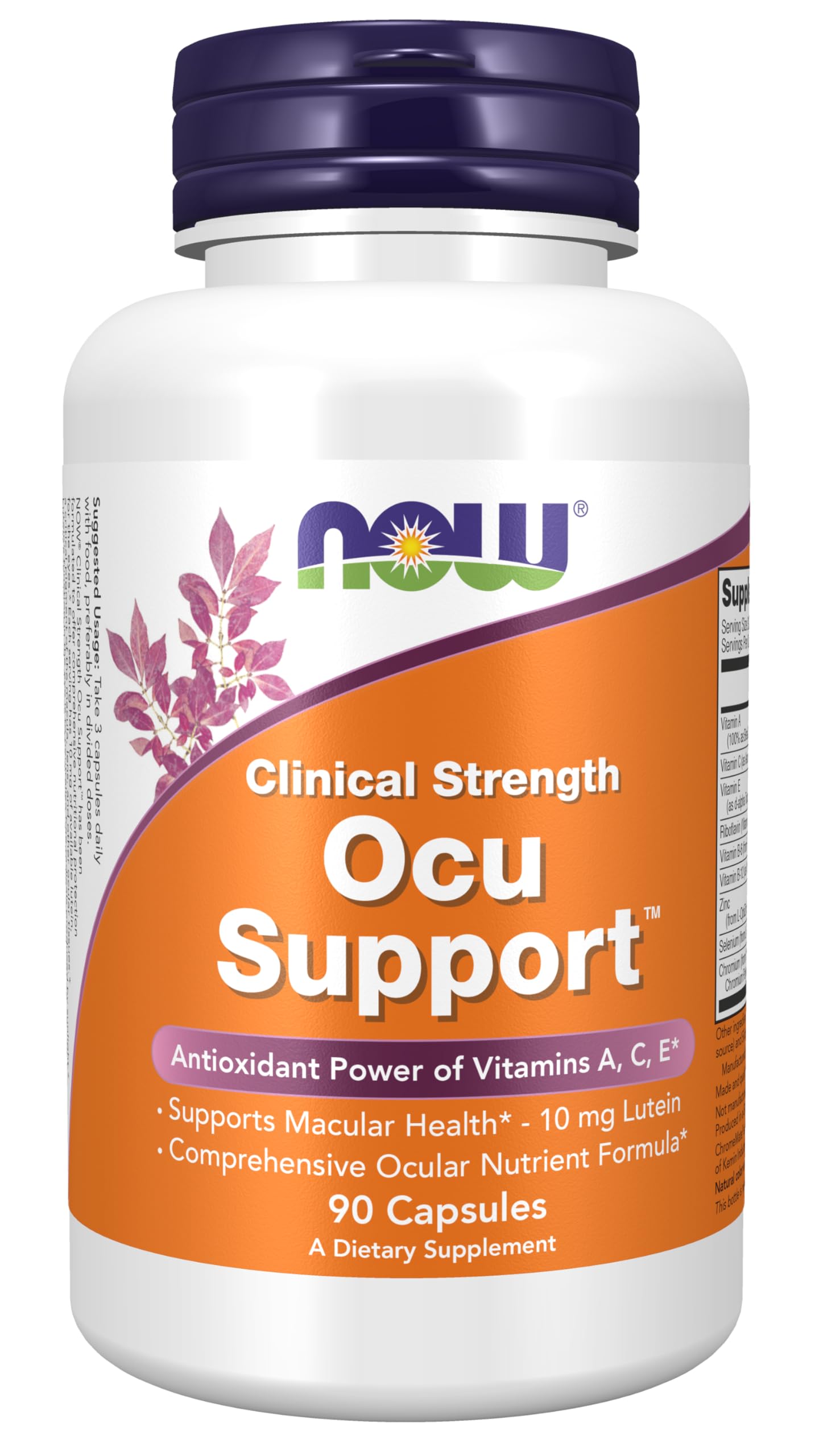 NOW Ocu Support frente del producto mostrando el envase y beneficio antioxidante