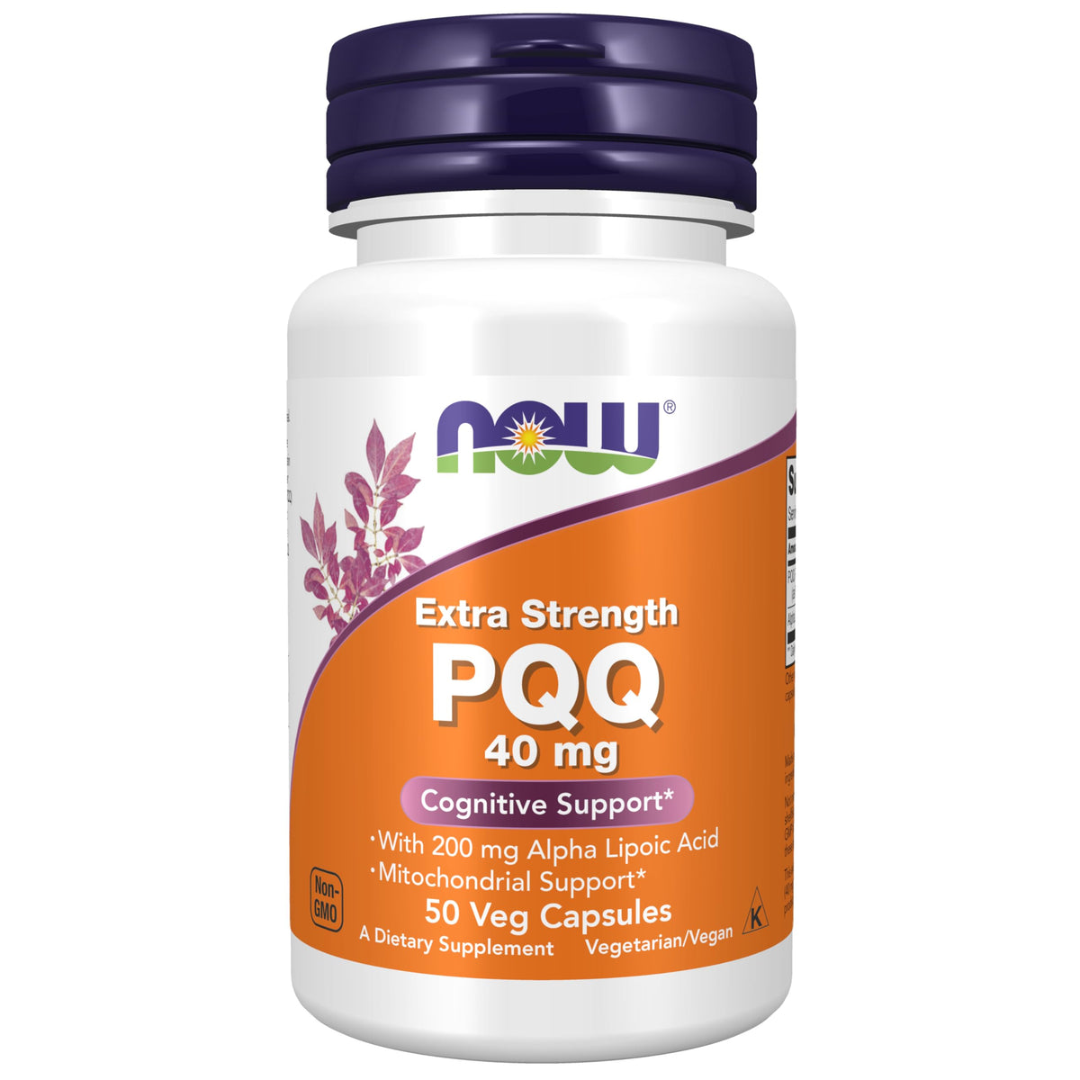 NOW Foods bote frontal mostrando PQQ 40 mg y ALA para confianza en calidad