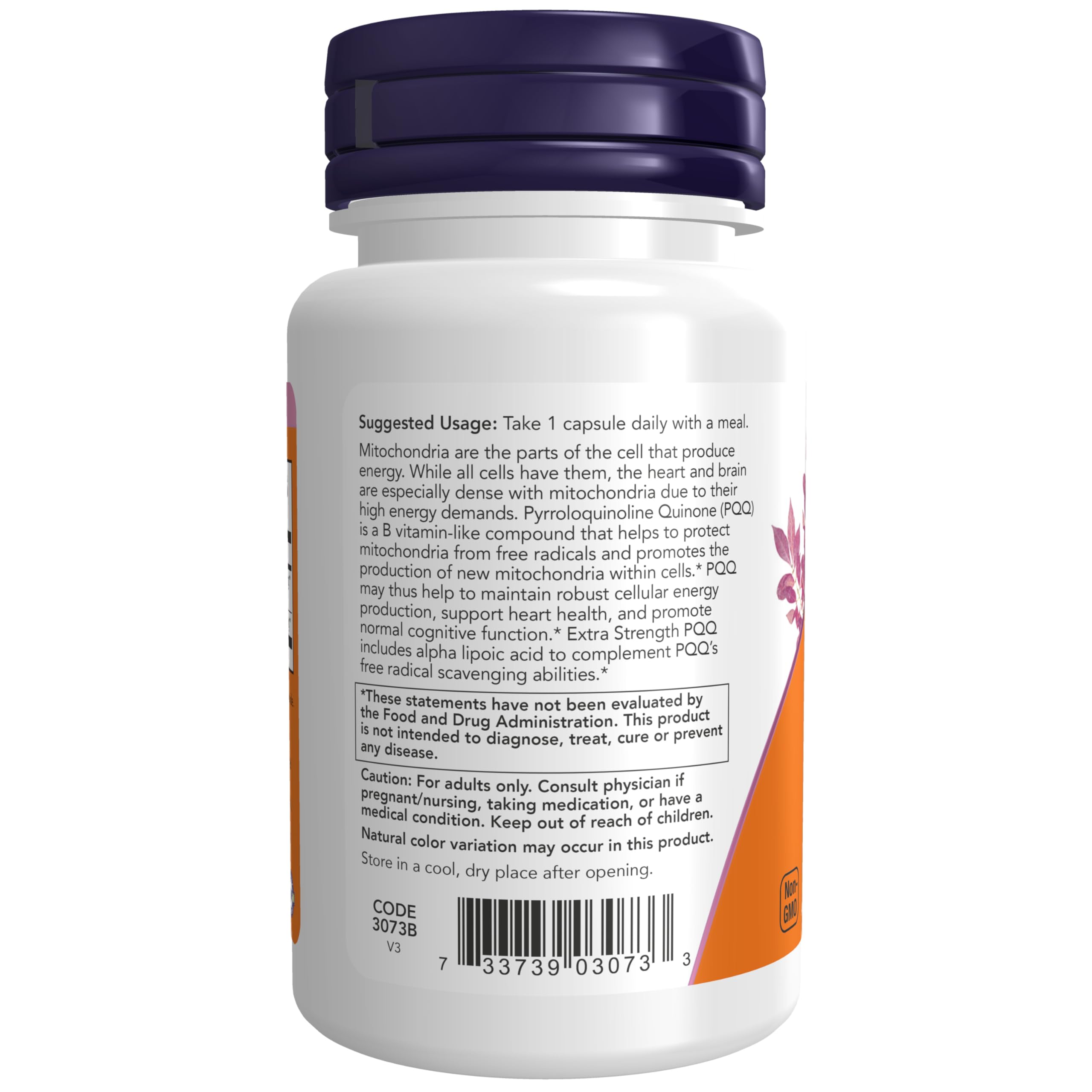 NOW Foods primer plano de una cápsula que destaca formulación vegetal y pureza