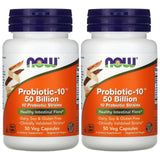 NOW Foods envase frontal Probiotic-10 mostrando etiqueta clara y beneficios