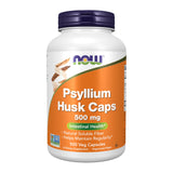 NOW Foods frasco frontal de Psyllium Husk Caps 500 cápsulas, presentación clara