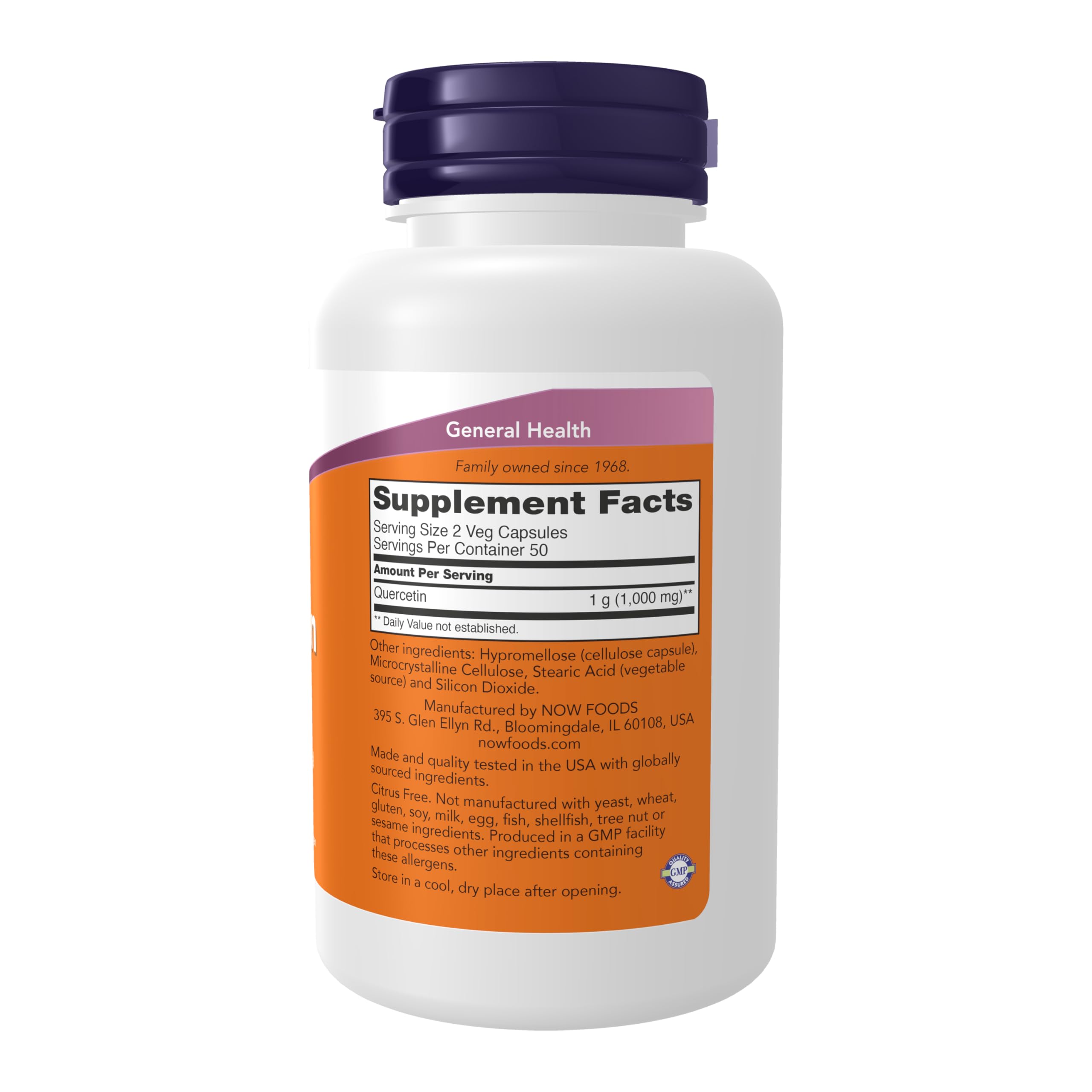 NOW Quercetin cápsula vegetal abierta mostrando contenido y pureza