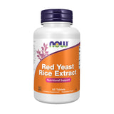 NOW Red Yeast Rice frasco frontal, envase claro y dosificación visible
