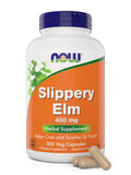 NOW Slippery Elm frasco frontal mostrando etiqueta y beneficios