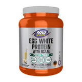 NOW Sports frontal del envase mostrando sabor vainilla y beneficio de proteína