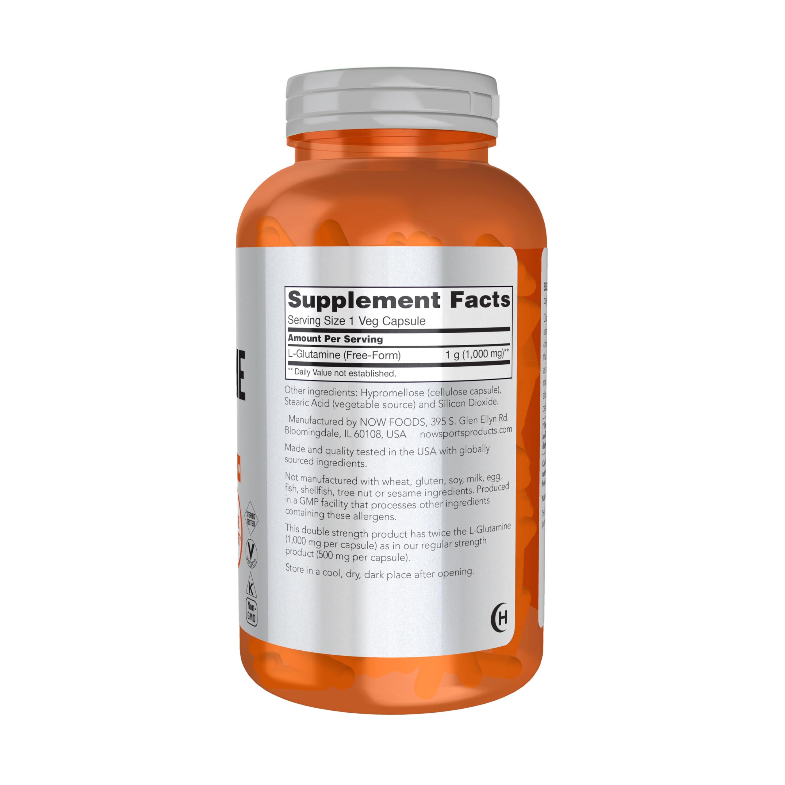 NOW Foods primer plano de cápsulas vegetales destacando pureza y concentración