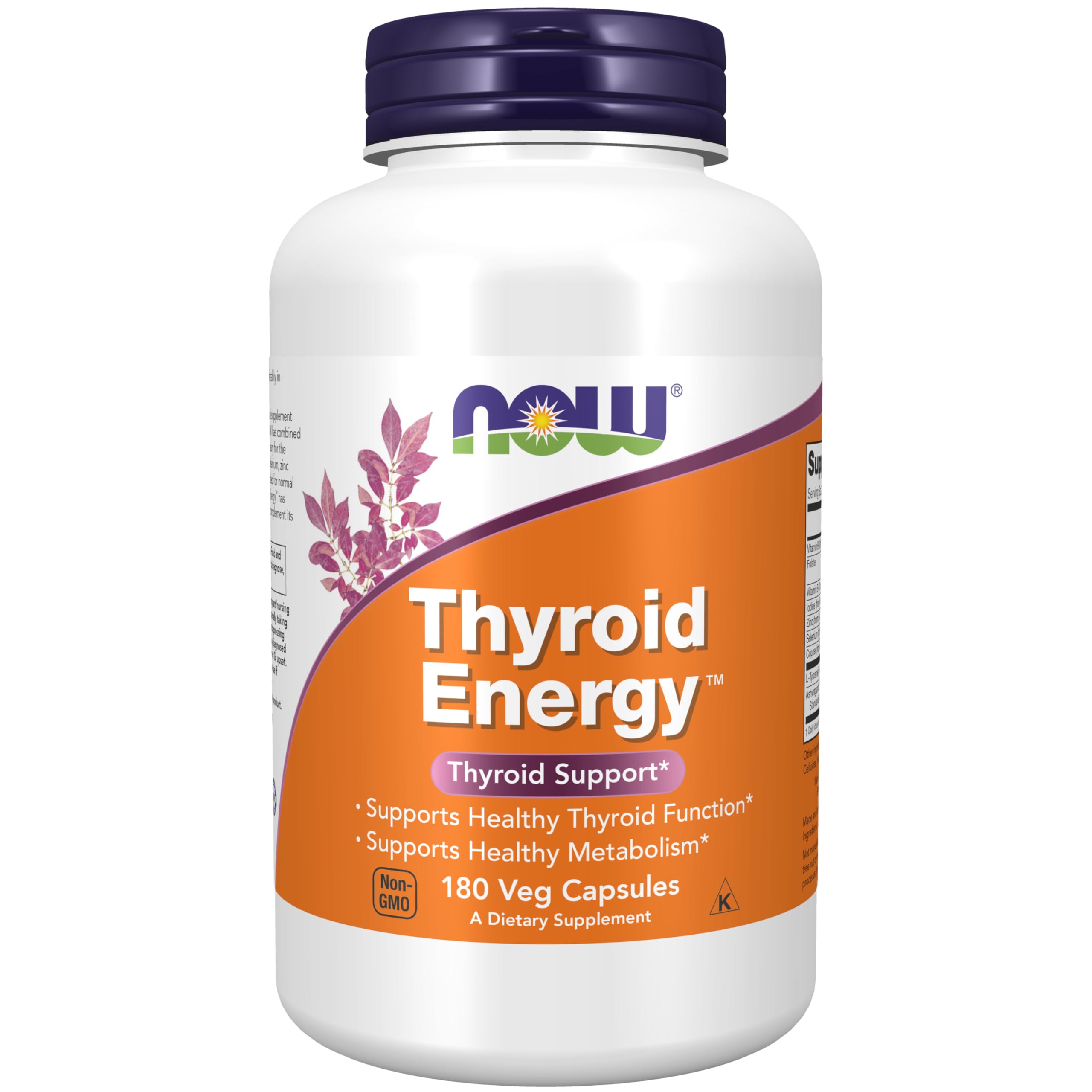 Now Foods Thyroid Energy frasco frontal mostrando etiqueta y beneficios visibles