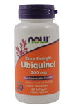 NOW Foods frasco frontal de ubiquinol 200 mg muestra presentación clara y dosificación