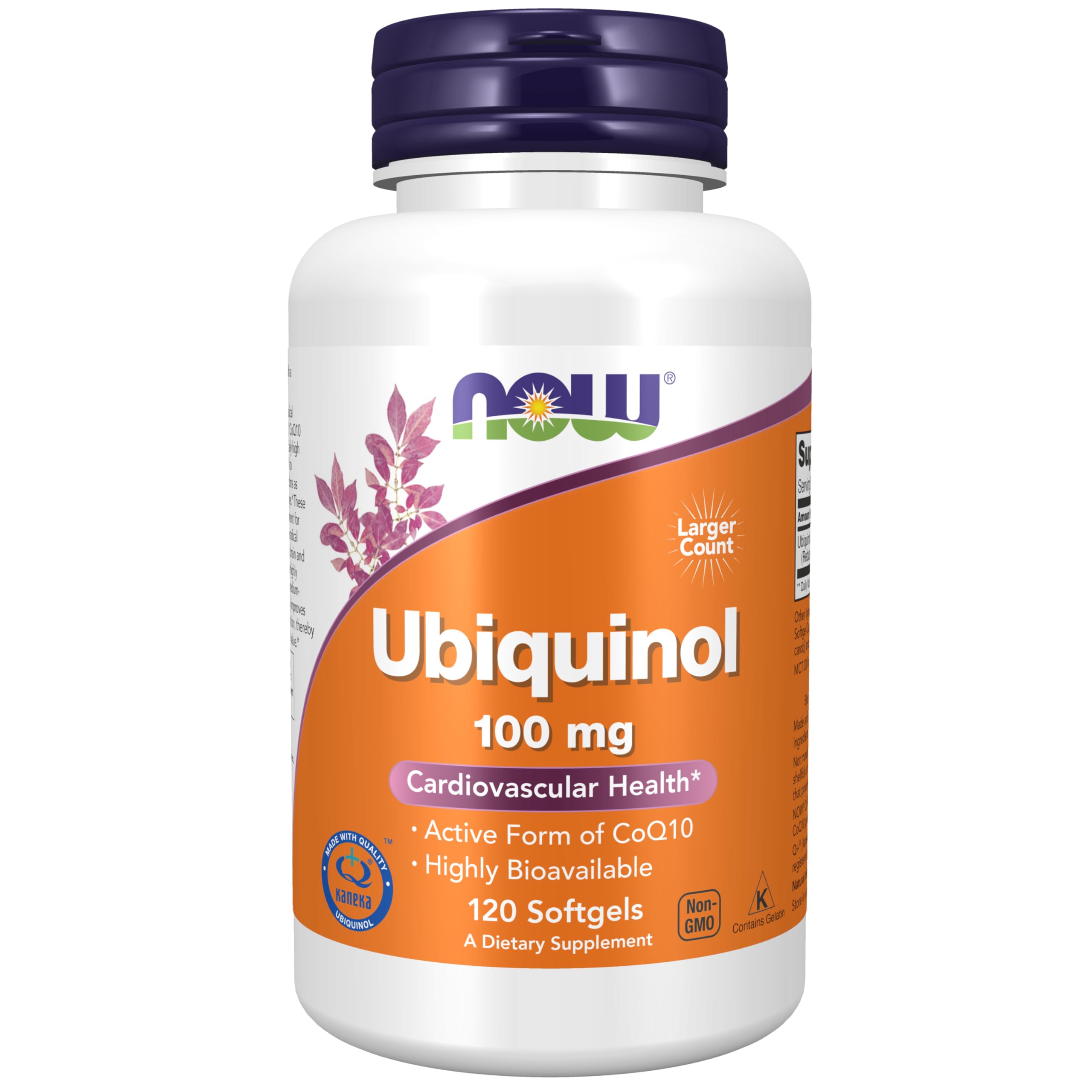 NOW Foods frasco frontal de Ubiquinol 100 mg, presentación clara y profesional