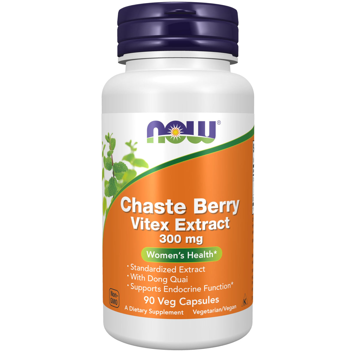NOW Foods botella frontal del suplemento Vitex 300 mg, presentación clara y práctica