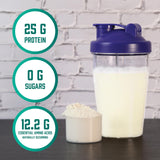 Cuchara con porción de polvo NOW Foods lista para añadir a batido