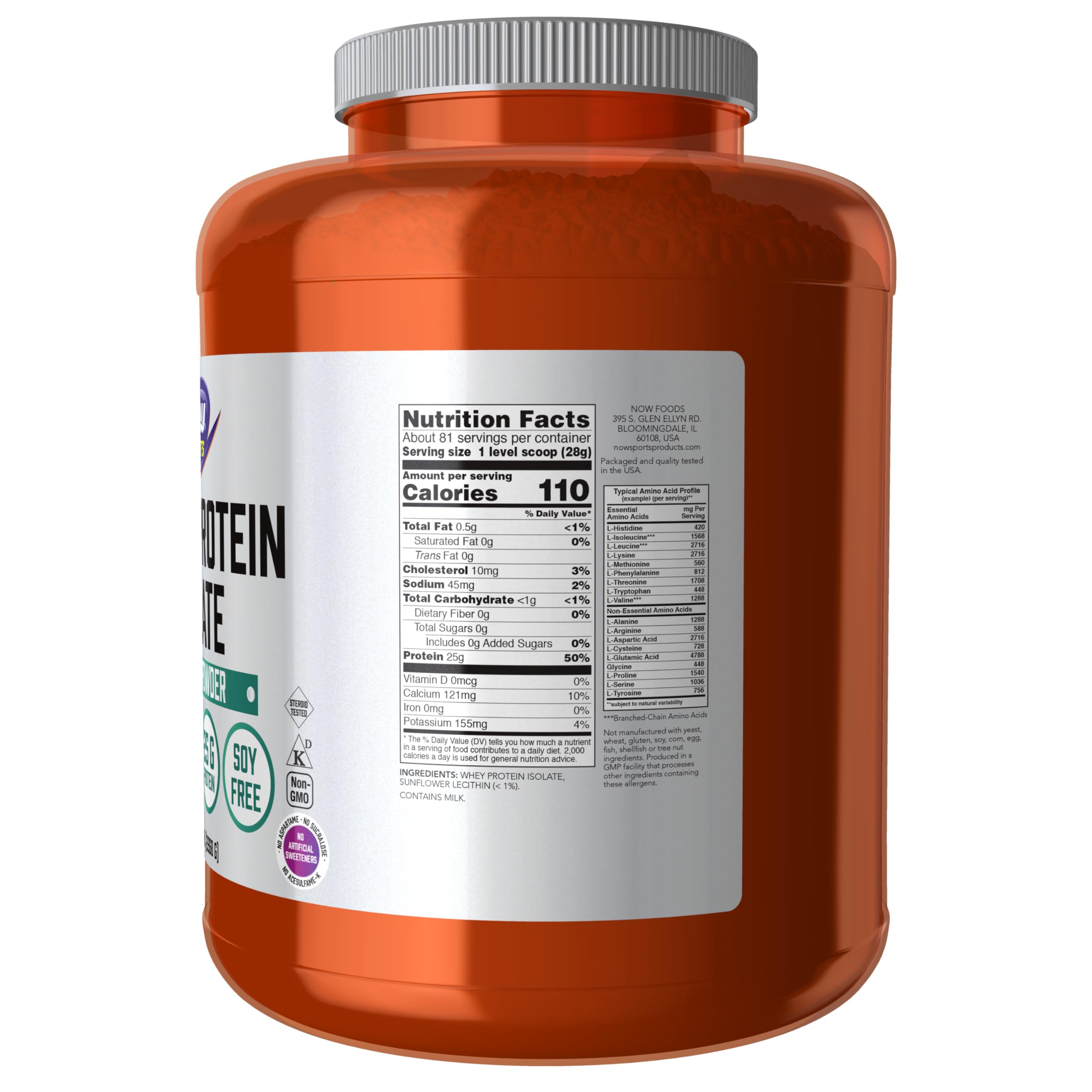 NOW Foods textura del polvo de whey aislado mostrando finura y fácil mezcla