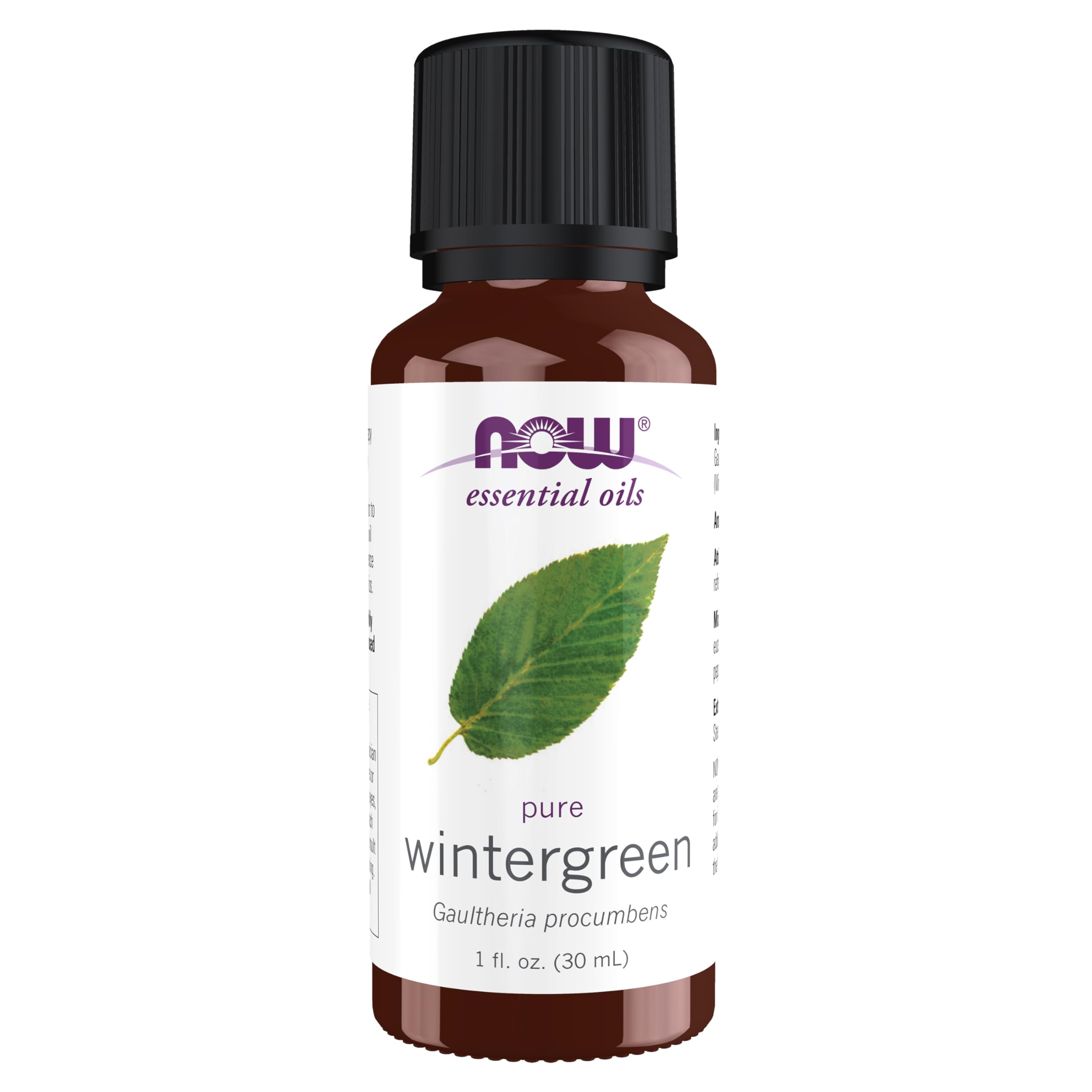 NOW Wintergreen frontal botella mostrando envase y tapón seguro