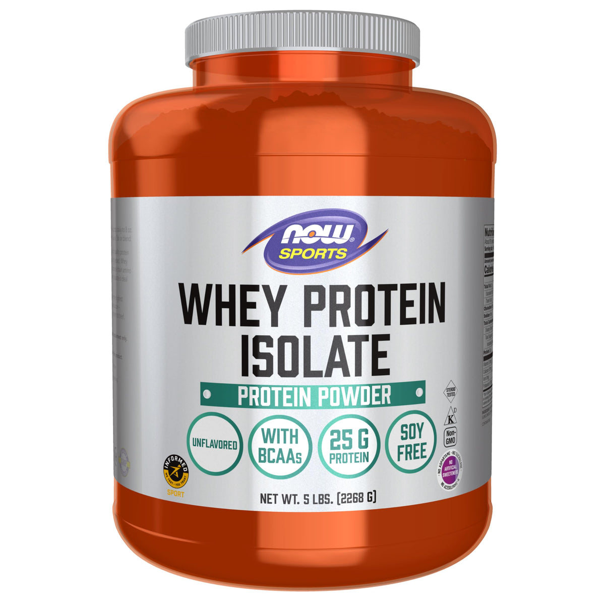 NOW Foods envase frontal de Whey Protein Isolate, clara información de proteína