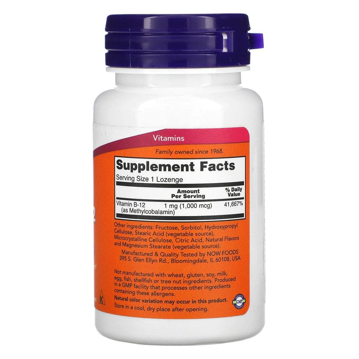 NOW Foods primer plano de pastilla para chupar mostrando textura y color
