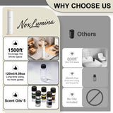 NoxLumina difusor con cinco frascos de aceite listos para usar y ahorrar tiempo