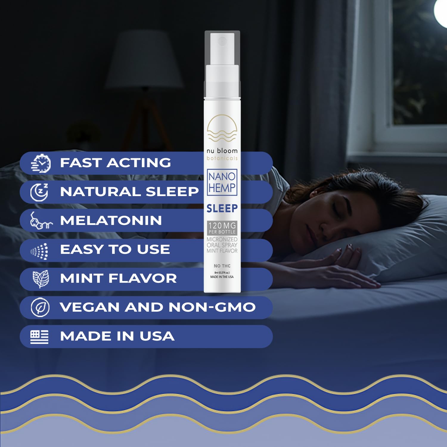 Nu Bloom textura del líquido sublingual, beneficio de absorción rápida