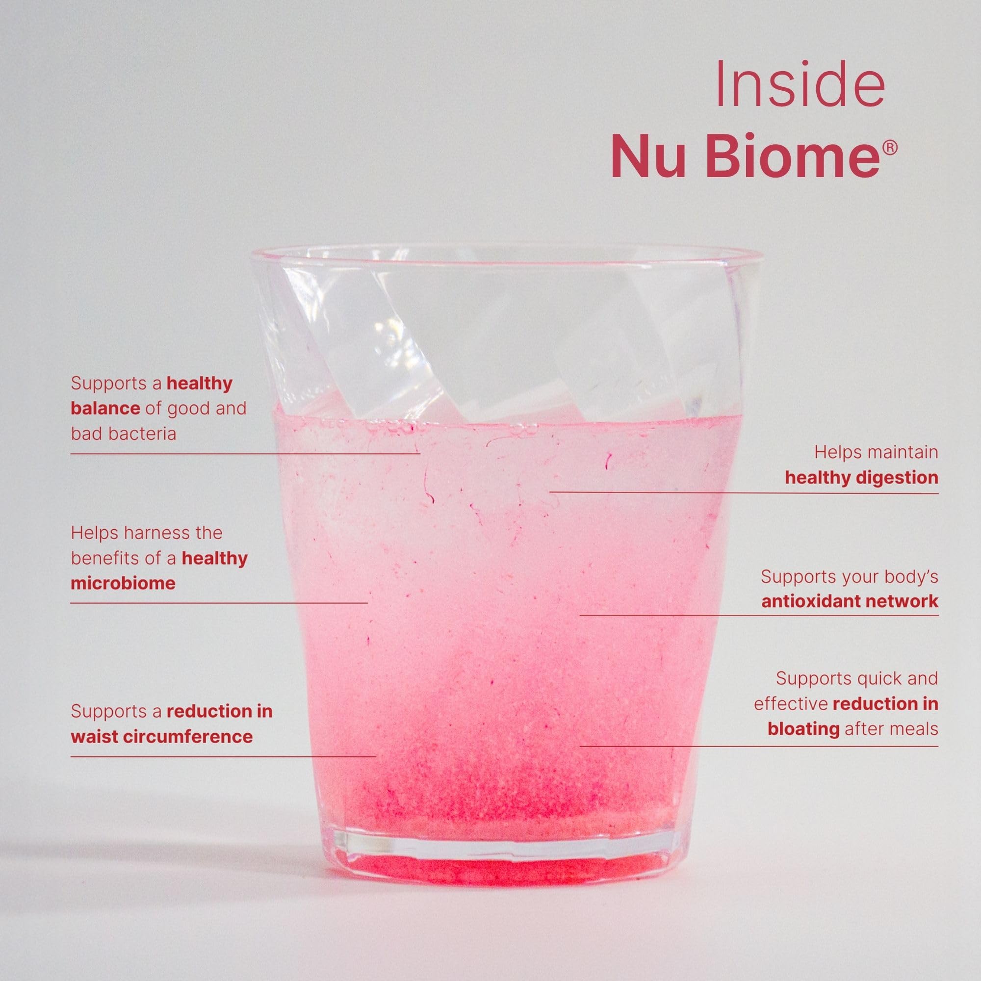 Nu Skin Nu Biome mezclado en vaso, bebida refrescante y energizante